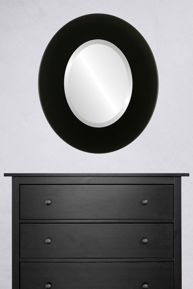 Boulevard Framed Oval Mirror in Matte Black, 31"x43"