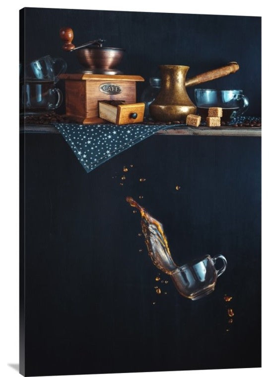 "Coffee From The Top Shelf" Stretched Canvas Giclee by Dina Belenko, 24x36"