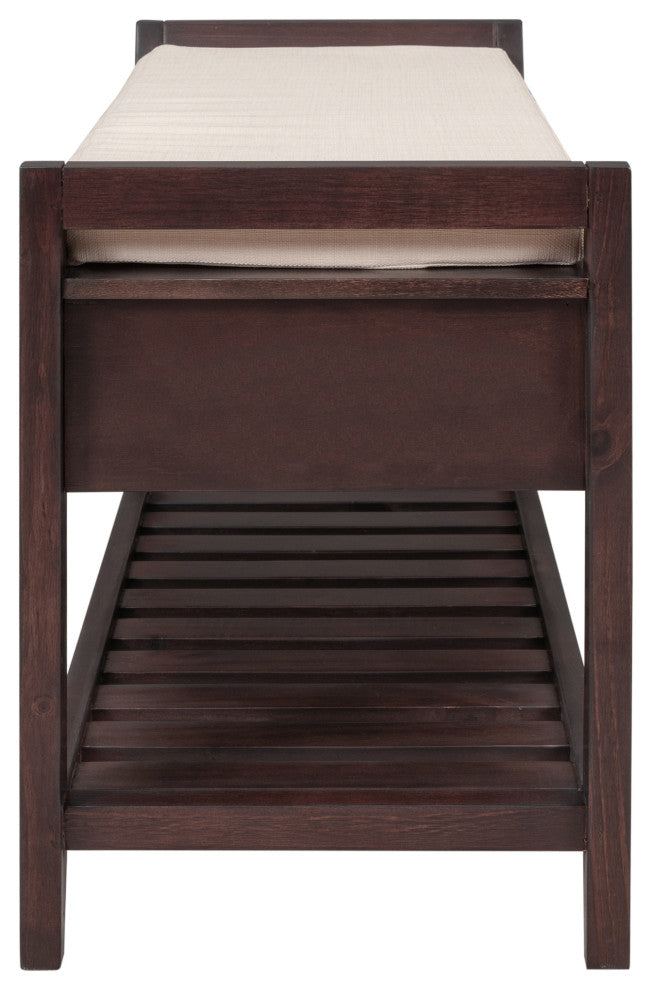 TATEUS 39" Entryway Storage Bench With Shoe Rack and Cushioned Seat, Espresso