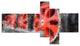 Red Wheels of Old Steam Train, Abstract Canvas Art Print, 60"x32", 5 panels