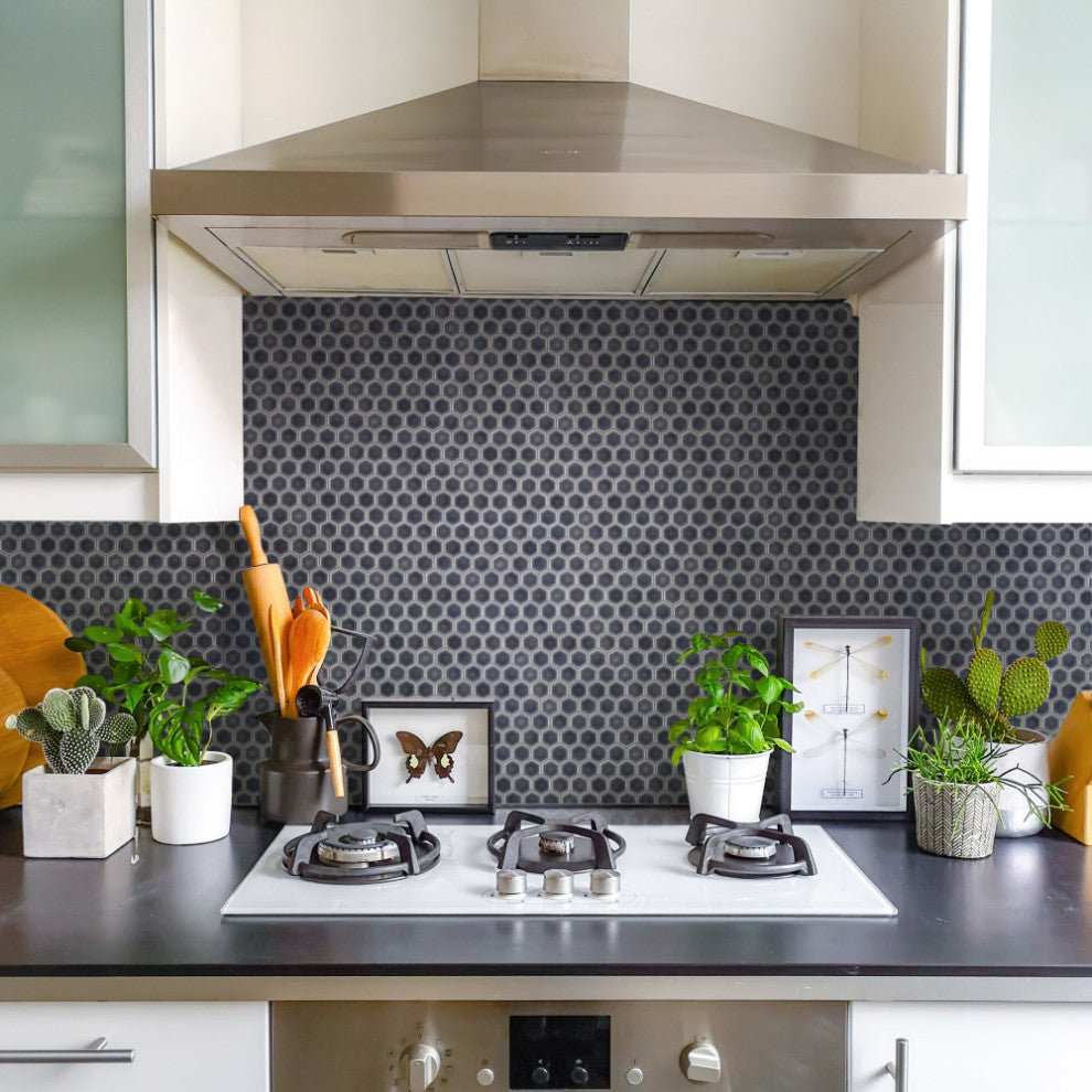 Hudson 1" Hex Imperial Grey Porcelain Floor and Wall Tile