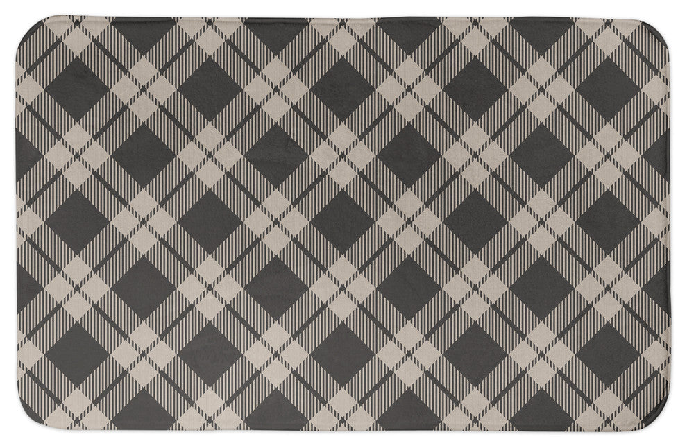 Brown Plaid Bath Mat