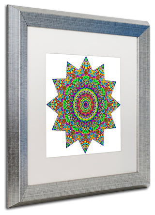 Ahrens 'Sparkling Sunny Day Mandala' Art, Silver Frame, White Matte, 16"x16"