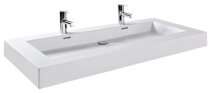 48x22 Cube Sink With WETMAR BIO Matte White Polished Chrome Overflow