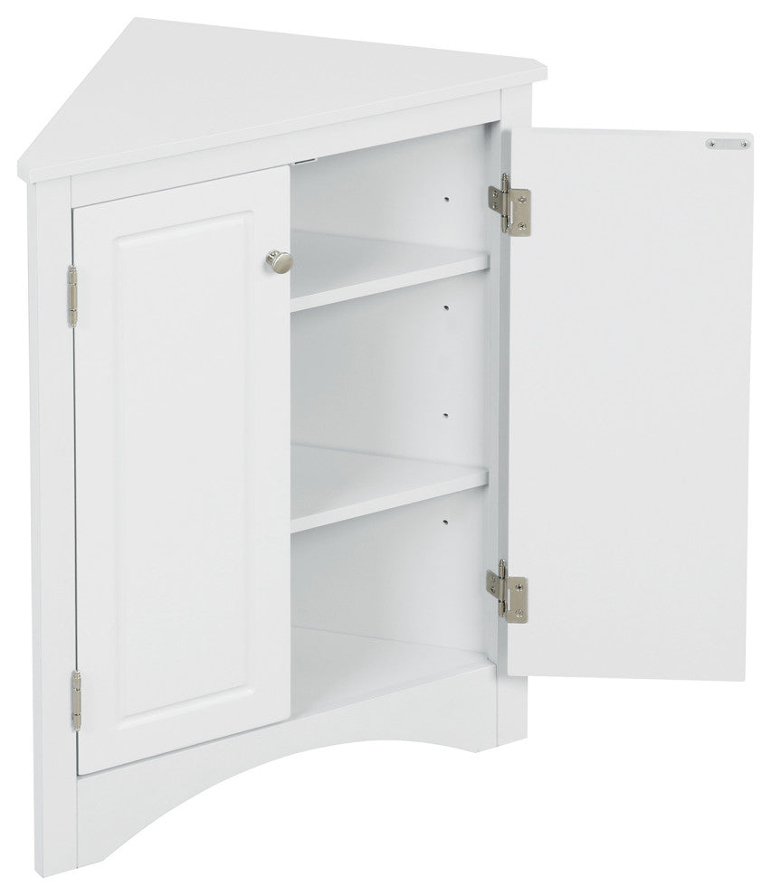 Stylish Triangle Bathroom Storage Cabinet with Adjustable Shelves, White