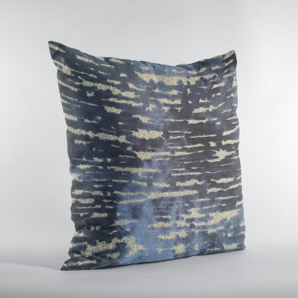 Plutus Indigo Rivulet Blue Solid Luxury Outdoor/Indoor Throw Pillow, Double Sided  22" X 22"