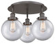 Canton-3 Light 20" Flush Mount-Oil Rubbed Bronze, Clear Glass Shade