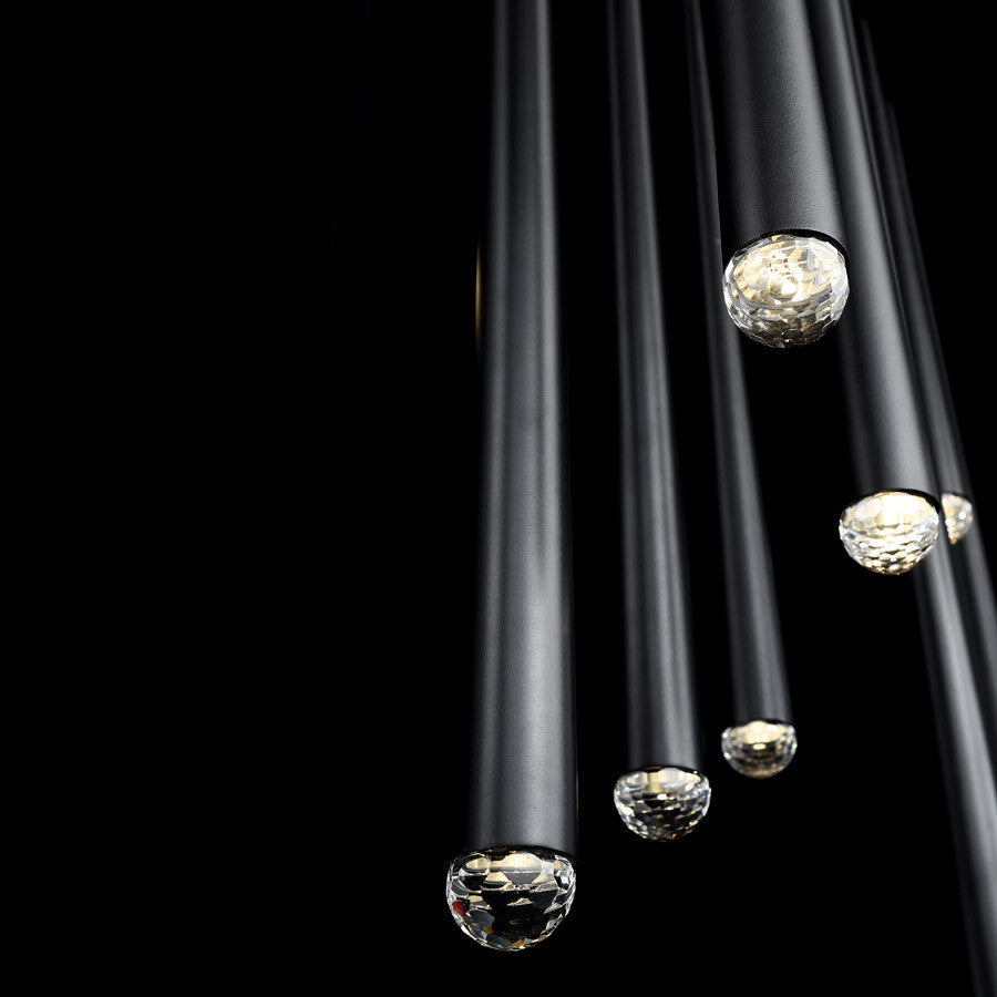 Cascade LED 23-Light Crystal Linear Chandelier 3500K, Black