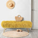 Mongolian Faux Fur Upholstered Ottoman Bench, Lemon Curry, 46x16x22