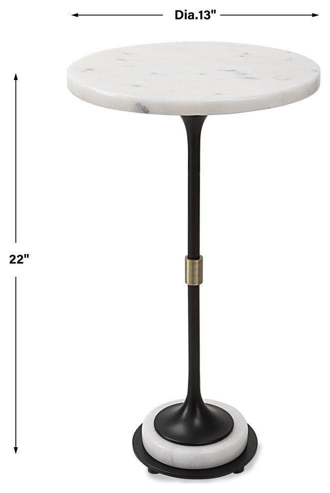 Uttermost 25231 Sentry White Marble Accent Table