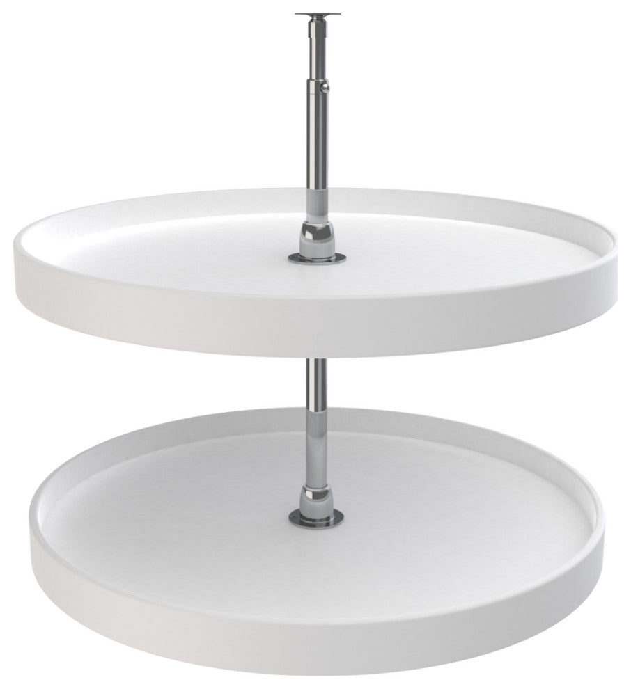 Polymer Full-Circle 2-Shelf Lazy Susan for Corner Base Cabinets, White, 28"W