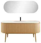 Eviva Haven 64" Oak Freestanding Vanity With White Solid Surface Integrated Top