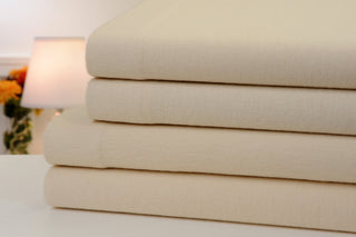 Bibb Home 4-Piece Solid Flannel Sheet Set, Beige, Queen