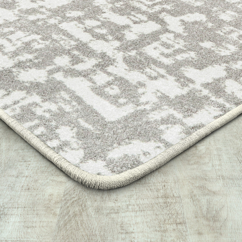 Joy Carpets WorkSpace Block Print Area Rug, Dove, 3'10" X 5'4"