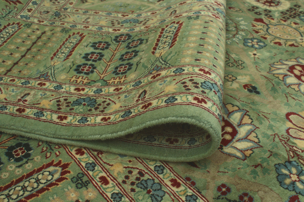 Pak-Persian Merve Green/Black Rug, 8'0x10'3