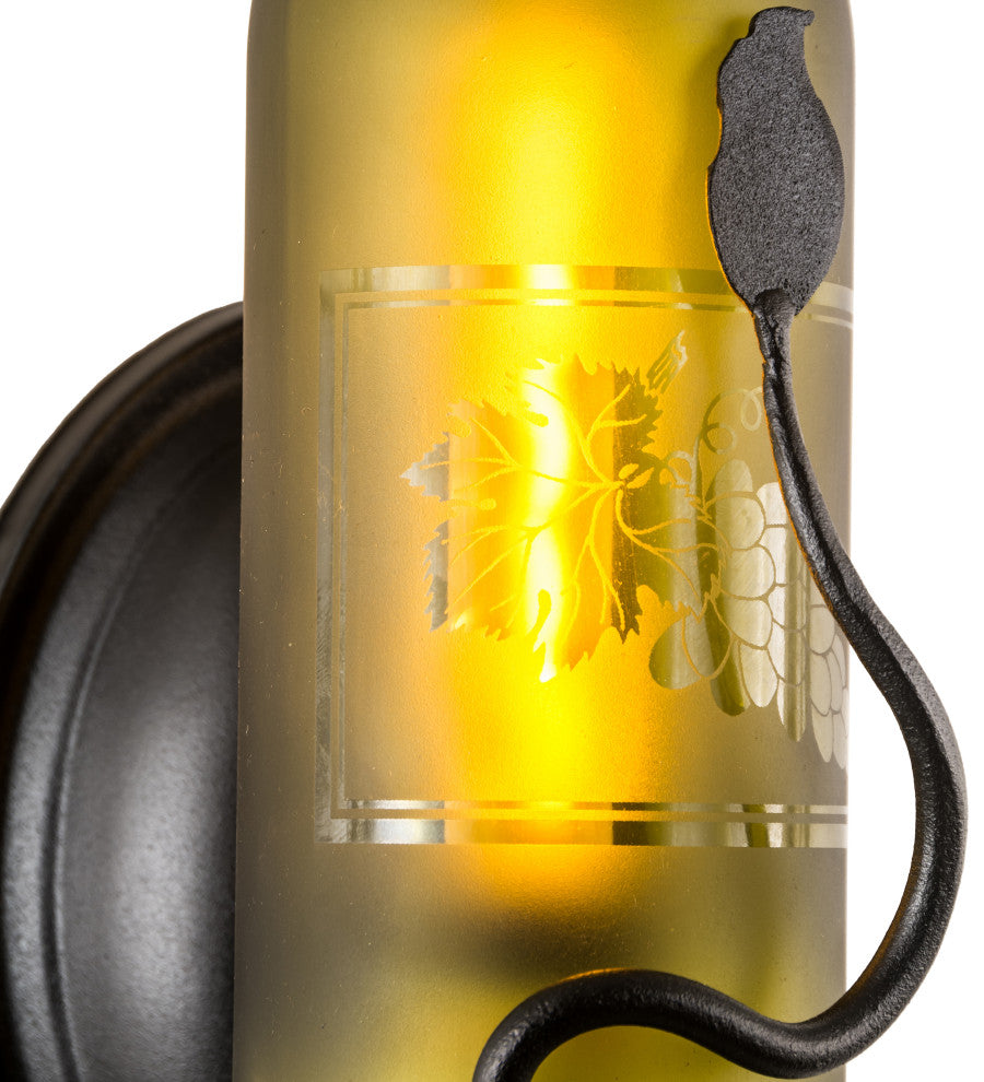 4W Tuscan Vineyard Etched Grapes Wine Bottle Wall Sconce