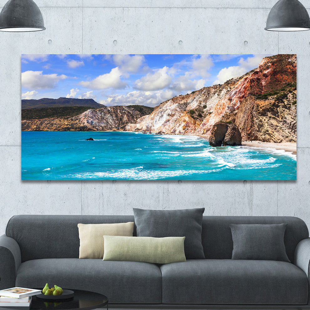 Greek Islands Scenic Beaches, Landscape Canvas Art Print, 60"x28"