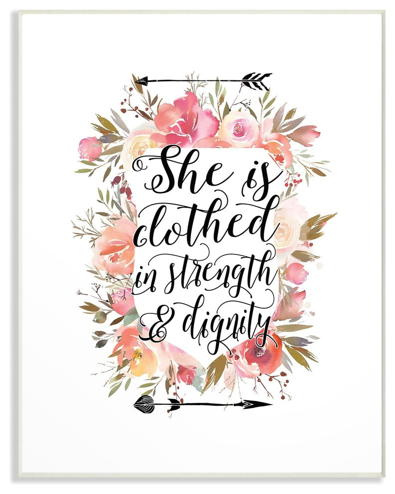 The Kids Room Clothed In Strength & Dignity Flowers & Arrows Wall Art, 10"x15"