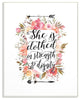 The Kids Room Clothed In Strength & Dignity Flowers & Arrows Wall Art, 10"x15"