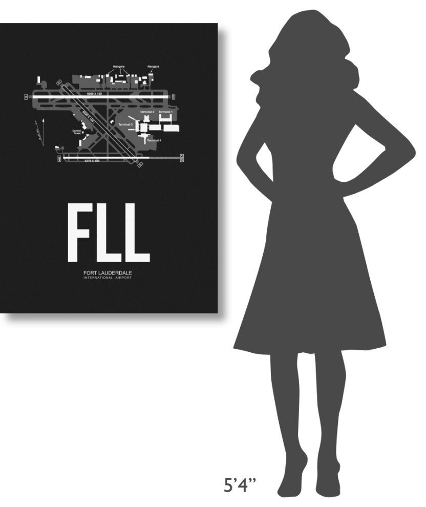 "FLL Fort Lauderdale Airport Black" Fine Art Print