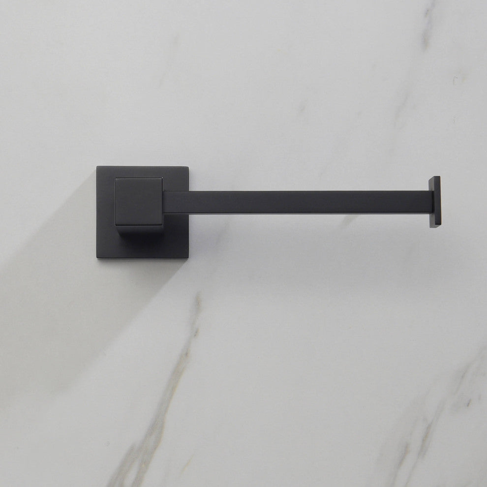 Cube 4-Piece Bathroom Hardware Set, Matte Black