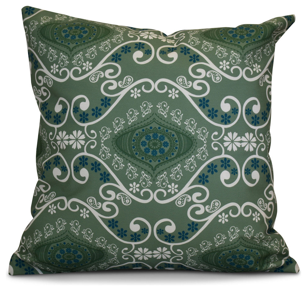Illuminate Geometric Print Pillow, Green, 16"x16"
