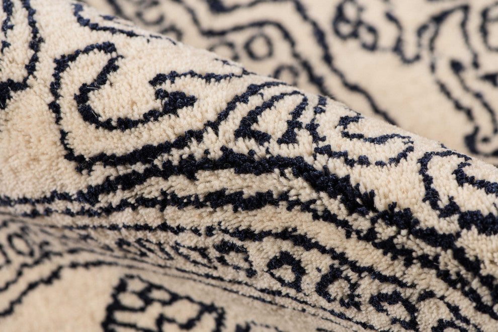 8" X11" X 0.5" Blue Wool Area Rug