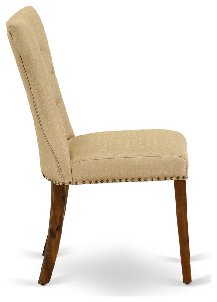 Gallatin Parson Chair, Antique Walnut 401 Leg, Brown Fabric Color Set of 2