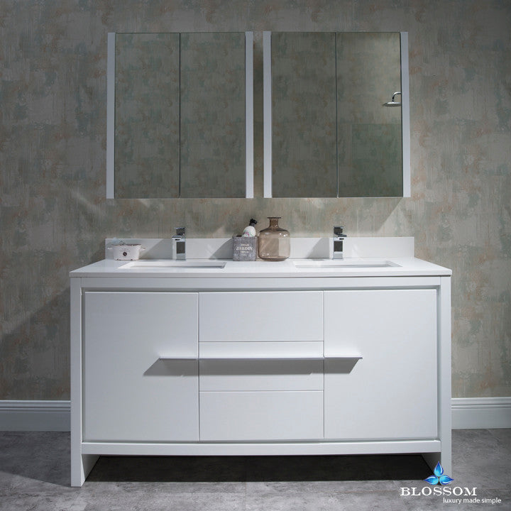 Milan 60" Double Vanity Set With Medicine Cabinets