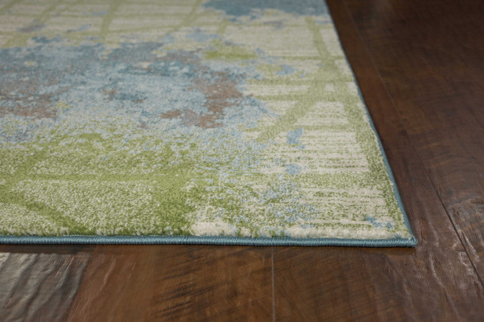 HomeRoots 8'x11' Green Blue Machine Woven Abstract Indoor Area Rug