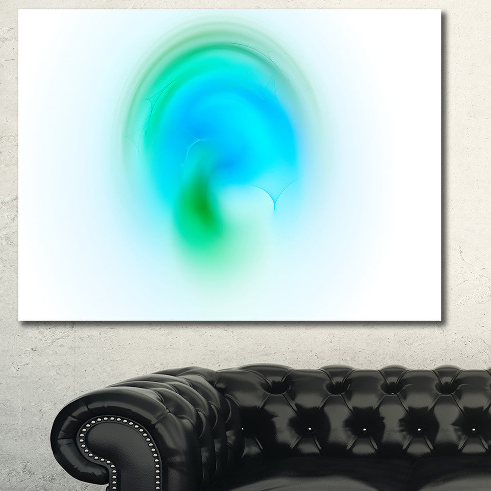 Green Luminous Misty Sphere, Oversized Abstract Canvas Art Print, 60x40