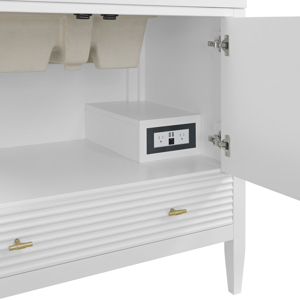 Myrrin 36" Vanity, Bright White, 3 CM White Zeus Top