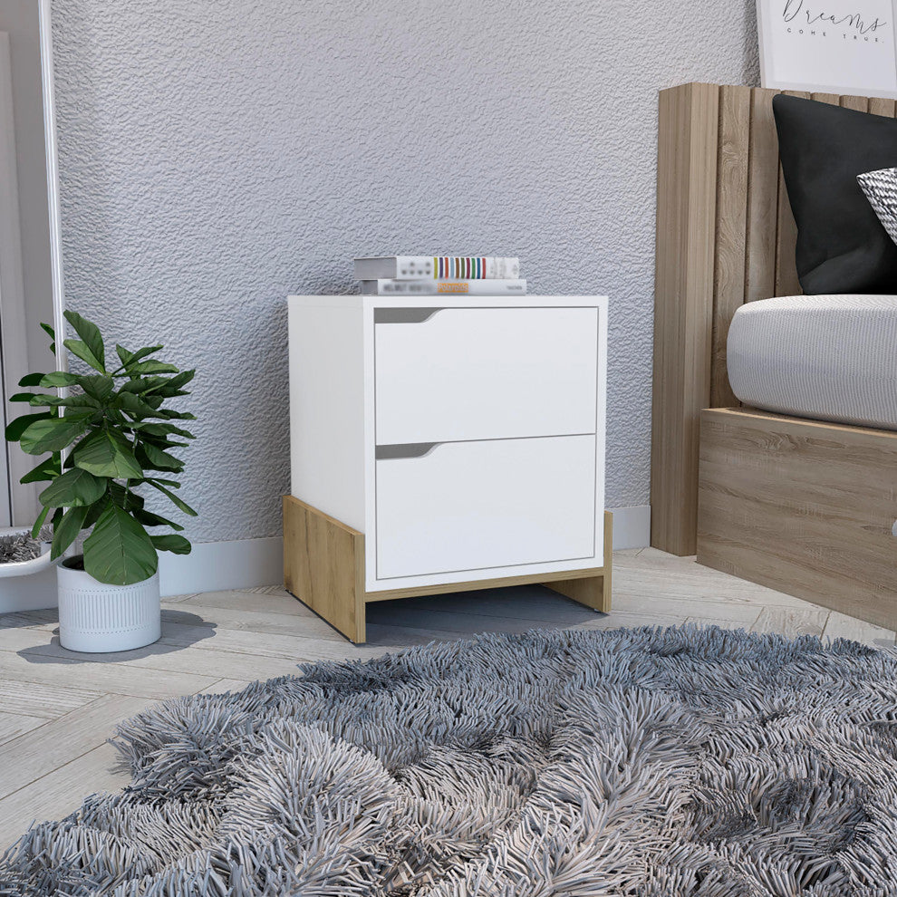 DEPOT E-SHOP Haines Nightstand with 2 Drawers and Legs