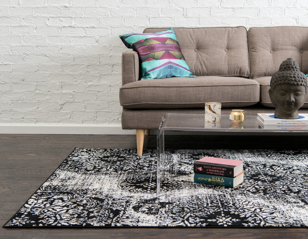 Unique Loom Black Grand Sofia 3' 3 x 5' 3 Area Rug