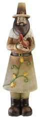 Marigold Orange Tan and Brown Decorative Pilgrim Man Figurine, 12"