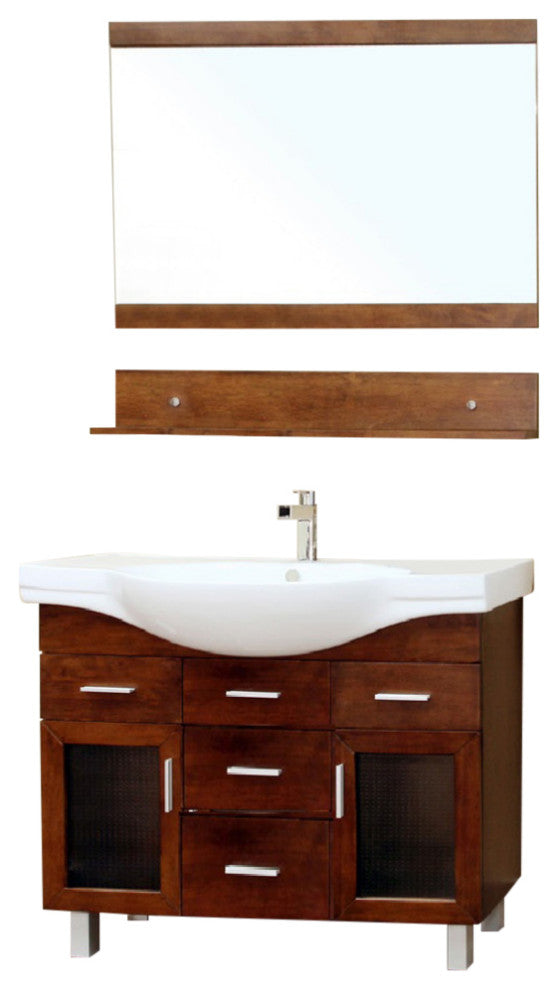 39.8" Single Sink Vanity Wood Walnut With Mirror