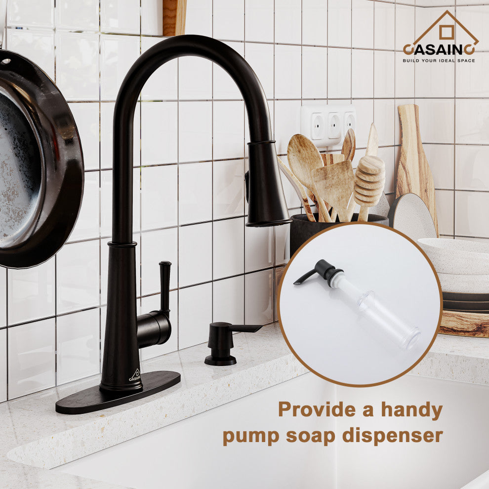 Single-Handle Pull Down Sprayer Kitchen Faucet with Touchless Sensor, Matte Black