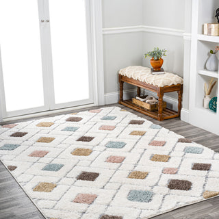 Astrid Retro Trellis High-Low Multi/Cream 3'x5' Area Rug