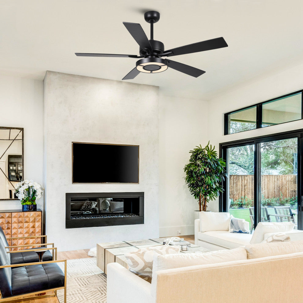 52 in. Black LED Ceiling Fan with Remote Control