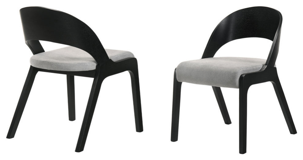 Polly Dining Accent Chairs, Black Finish and Gray Fabric, Set of 2