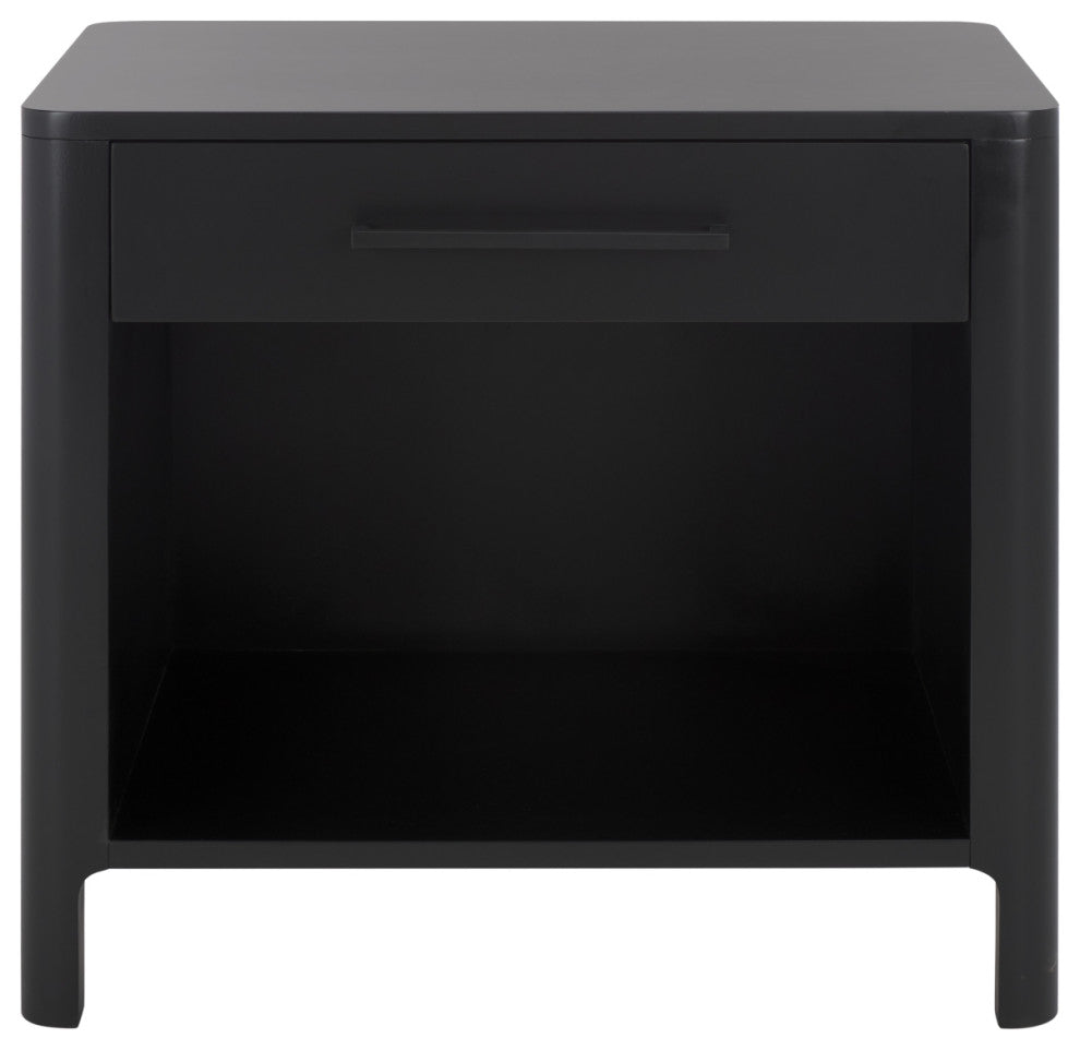 Safavieh Couture Abbiava 1 Drawer Wood Nightstand, Black