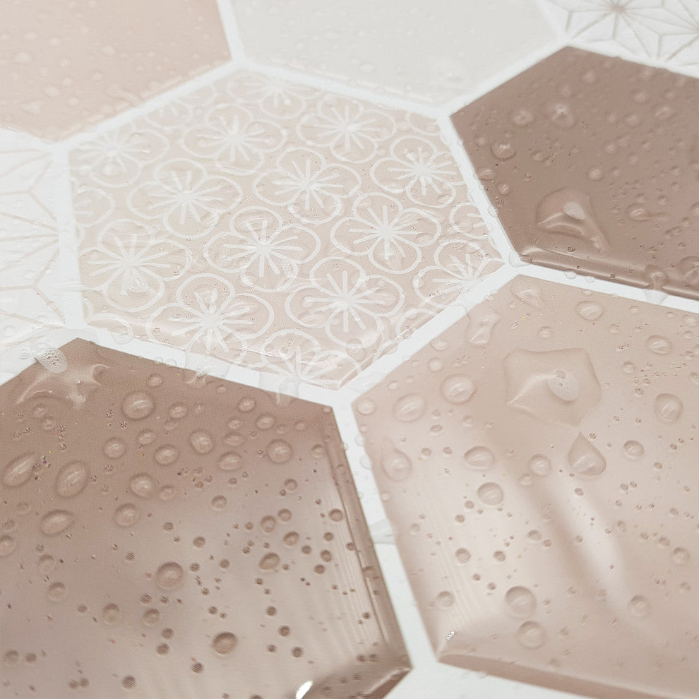 12"x6" Honey Hexa Brown Glossy 3D Tile Stickers, Set of 12