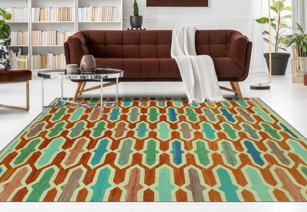 Sangat Kilim Mabel Rust/Ivory Rug, 8'5x11'3