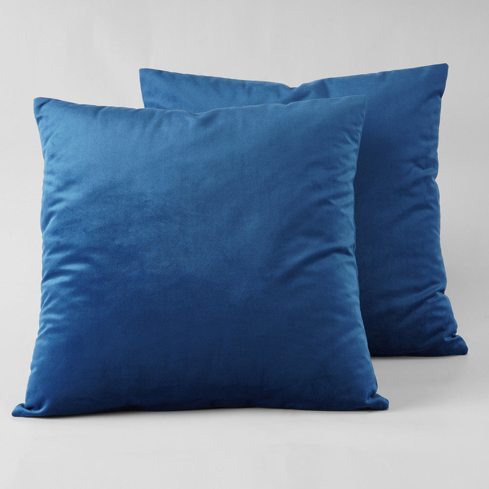 Heritage Plush Velvet Cushion Cover Pair, Pisces Blue, 18w X 18l