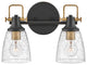Hinkley Easton 14.5" Two Light Bath Vanity Fixture, Black + Heritage Brass