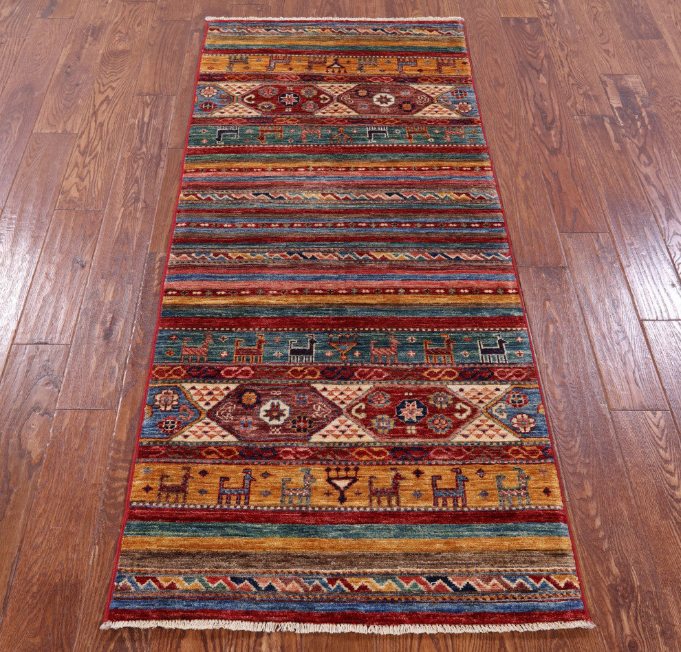 2' 8" X 6' 5" Persian Gabbeh Tribal Hand-Knotted Runner Rug Q11030