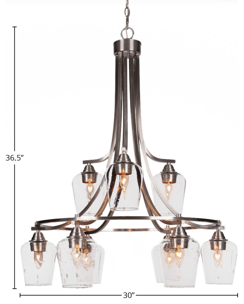 Paramount 9 Light Chandelier, Brushed Nickel Finish, Brushed Nickel