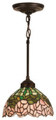 Meyda lighting  18710 8" Wide Tiffany Cabbage Rose Mini Pendant