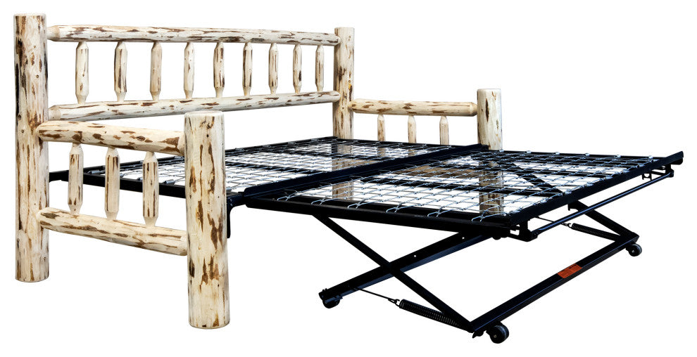 Montana Collection Day Bed With Pop Up Trundle Bed, Ready to Finish