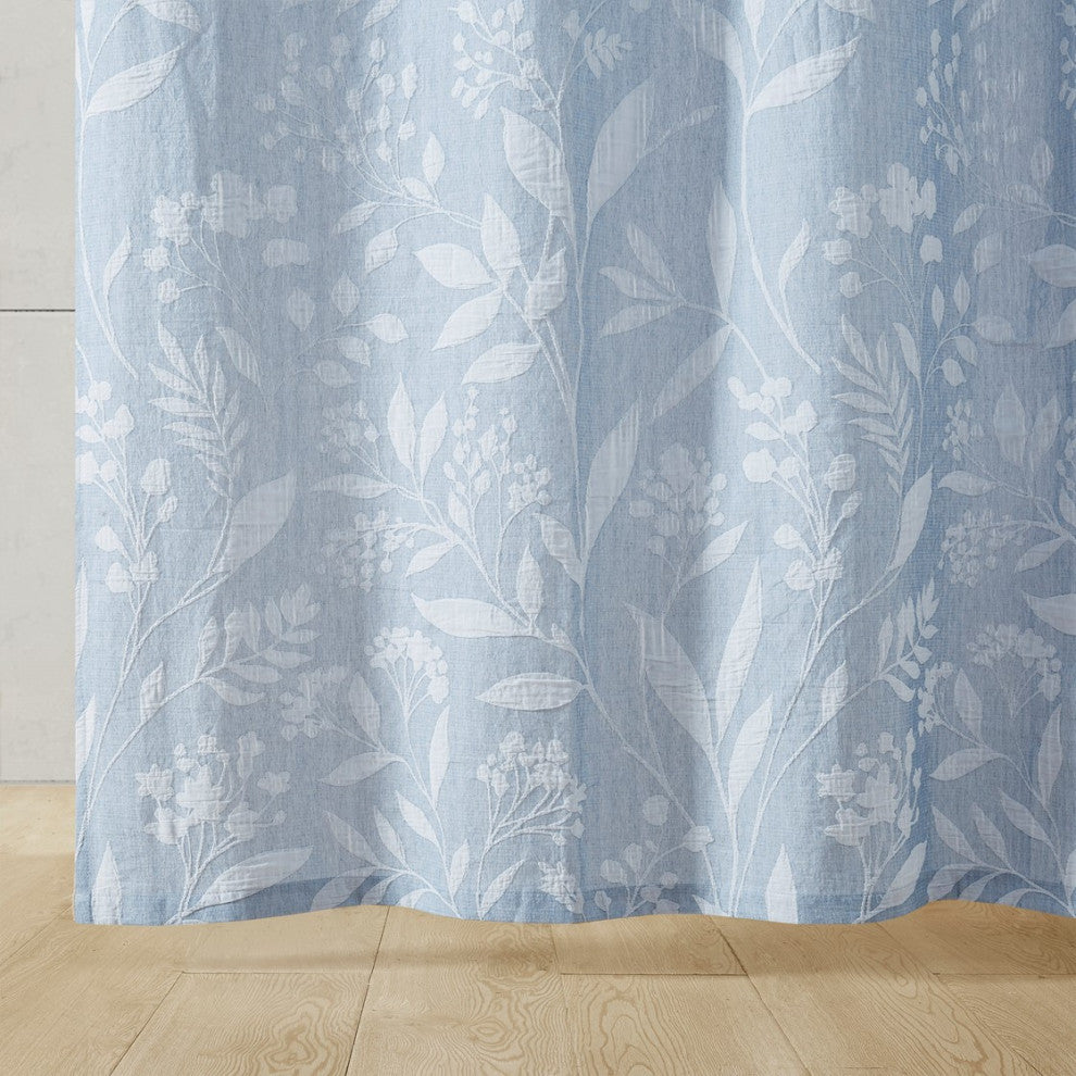Croscill Home Winslow Botanical Textured Cotton Shower Curtain, Blue
